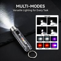 Small Powerful Flashlight 6 Side Modes UV Light Red+Blue Emergency Flash Strong Magnetic Base IP65 Rechargeable Keychain light