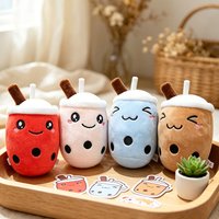 12CM Milk Tea Cup Plush Toys Pendant Beige Red Brown Blue Cute Stuffed Doll Mini Keychain Birthday Gifts Boys Girls Bag Backpack