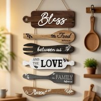 1pcs Wooden Kitchen Wall Sign - Rustic Home Decor Plaque for Dining Room & Living Room