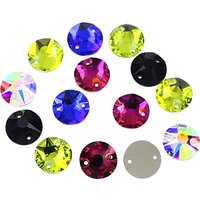 30PCS Round K5 Glass Sew On Rhinestones Crystal AB Glitter Diamante Sewing Stones for DIY Wedding Dress Clothes Crafts Arts