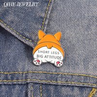 Cute Corgi Pet Dog Butt Short Legs Big Attitude Brooch Enamel Pins Cartoon Dog Animal Brooches Clothes Lapel Badge Jewelry Gifts