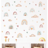 1PC Boho Colo Rainbow Cloud Star Wall Stickers for Waterproof Removable PVC Kids Room Kindergarten Home Decoration