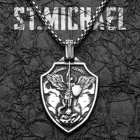 Archangel St.Michael Shield Amulet Stainless Steel Men Necklaces Pendant Chain Punk For Women Fashion Jewelry Gifts Wholesale