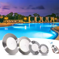RGB Pool Projector LED 6W 10W 18W 24W 35W Stainless Steel 12V Resin Filled Waterproof IP68 Flat Surface Mounted