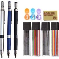 2.0mm Mechanical Pencil With Black/Color Lead Refill Eraser Sketching Art Drawing Writing Tool For School Office Stationery Kit
