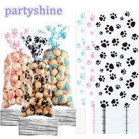 Pet Paw Print Cellophane Bags Heat Sealable candy bags For pet birthday party decoration supplies dog cat theme party favors