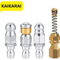 Sewer Jetter Nozzle Rotating Button Nose Stainless Steel for 1/4 Inch Pressure Washer Quick Connector Pressure up to 5000 PSI