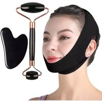 Face Roller Gua Sha Board Training Belt Set Adjustable V-face Elastic Train Belt Double-head Roller Heart-shaped Gua Sha Board