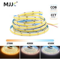 Bandes LED COB CCT 24V DC12V 608LED s FCOB lumière LED variable double couleur 10MM PCB 1M 3M 5M ruban linéaire Ra90 Flexible haute densité