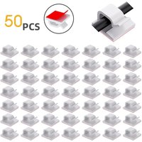 50Pcs Self Adhesive Cable Clips Outdoor Nylon Wire Holder for Fairy Light Car Office Home Decoration Cord Management Clamps