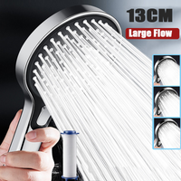 13CM Big Panel 3 Modes Pressure Boost Shower Head With Filter High Pressure Large Flow Spray Nozzle Multi-function Showerhead
