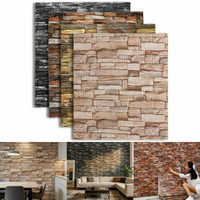 1-10pcs 3D Brick Pattern Wall Stickers Wallpaper 77cmx70cm Waterproof Self-adhesive Stain-resistant Vintage Style Room Decor
