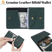 Pomelo Best Slim Genuine Leather Bifold Wallet RFID Blocking Multi Card Slots Coin Pocket Snap Button Casual Daily Unisex Purse