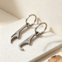 Portable Mini Beer Bottle Opener Keychain Stainless Steel Metal Camping Outdoor Tool Keyring Multifunctional Pocket Pendant Gift