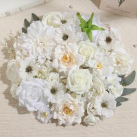 20Pcs White Artificial Flowers Mix Fake Flower Heads for Home Room Decor Wedding Marriage Decoration Bride Craft Gifts Accessory
