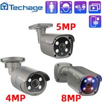 Techage 8MP 5MP 4MP 4K POE IP Camera HD Outdoor Waterproof Security Camera Color Night Vision Face Recognition for Surveillance