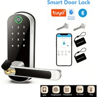 Tuya or TTLock Smart Door Lock Fingerprint APP Password Unlocking IC Card Key Unlocking Touchscreen IP67 with IC Cards for Safty