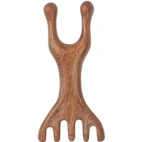 Natural Sandalwood Five-Claw Scalp Massager Gua Sha Tool Back Scratcher Spa Handheld Meridian Massage Comb Hair Care