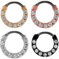16G CZ Paved Round Top Titanium Nose Septum Ear Cartilage Clicker Small Septum Ring Daith Earring for New Piercing Women Jewelry