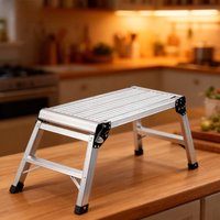 Heavy Duty Aluminum Alloy Folding Step Stool Non-Slip Work Platform Wide Steps for Car Detailing Home Kitchen Climbing Bench