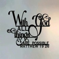 Faith Metal Wall Art Inspirational Bible Verse Sign Matthew 19:26 Religious Home Decor