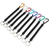 Spring Coil Keychains,with Carabiner and Ring,Built-in Steel Wire,Retractable Wrist Strap Safety Rope,8.46" To 47" Extendable