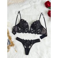 Floral Valentine Charming Brief Panty Underwear Sexy Nighty Fancy V Underwear Brief Set for Lady