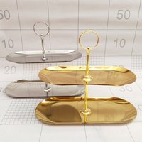 1pc European-style Stainless Steel Oval-shaped Cake Rack Home Afternoon Tea Snack and Dessert Rack Dried Fruit and Fruit Plate