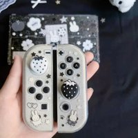 In Stock Miffy Co-Branded Nintendo Switch OLED NS NS2 LITE Protective Case Glitter Handle Cover Transparent Black White Gift