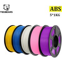 TECBEARS ABS 3D-Drucker-Filament 1,75mm 5KG Blasenfreies ABS-Filament-Material mit Guter Zähigkeit und Elastizität, Passend für die Meisten FDM 3D-Drucker