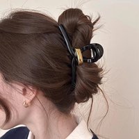 1PC Metal Label Black Large Hair Claw for Women, 2025 New Stylish High-End Back Hair Clip, Elegant Shark Clip Hair Accessory