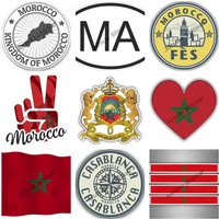 Autocollant «manteau d'arme» en vinyle, étiquette de voiture marocaine, Code pays MA, drapeau National, pour bagages
