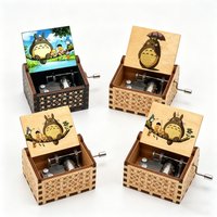 My Neighbor Ta toro Wooden Hand Crank Music Box Anime Engraved Vintage Music Box for Fans Collection Birthday Gift Home Decor