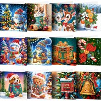 12pcs DIY Rhinestone Diamond Art Mosaic Postcards Diamond Art Greeting Cards for Xmas Birthdays Thanksgiving & Special Occasion
