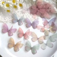 30 pieces of light-colored transparent butterfly decorations, 3D imitation woven butterflies, DIY hair accessory accessories