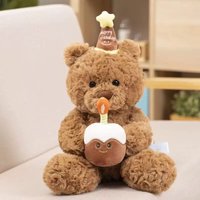 35cm Cute Birthday Hat Teddy Bear Stuffed Toy for Girlfriend Valentine's Day Gift for Kids Room Bedroom Decor Favor Birthday Gif