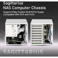 Sagittarius 8-bay NAS Computer Chassis with ATX Power Supply, MATX Motherboard, Full-height PCIE, 21.8L