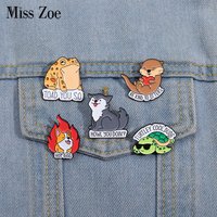 Cute Animals Enamel Pins Custom BE KIND TO OTTERS Brooches Lapel Badges TOAD OTTERS DOG TURTLE Jewelry Gift for Kids Friends