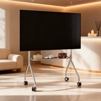 Nordic TV Racks Multifunctional Stainless Steel Mobile TV Stand with DIY Pegboard Sturdy Y - Shaped Structure 360° Swivel Wheels
