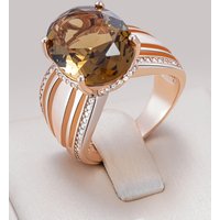 Kinel Hot Big Oval Brown Natural Zircon Ring for Women Unique 585 Rose Gold Color High Quality Daily Bride Jewelry Best Gift