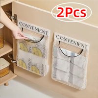 Sundries Bag Storage Wall Mount Mesh Plastic Bags Dispenser Hanging Reused Storage Pouch Kitchen Garbage Bag Organizer Accessor