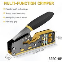 BEECHIP RJ45 Crimp Tool Pass Through Ethernet Crimping Tool for Cat6 Cat5 Cat5e RJ45 Connectors with Replacement Blade