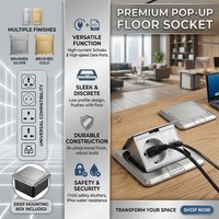 Pop Up Floor Socket Hidden Type, EU/FR/US/UK Universal Power Outlet, Stainless Steel Electrical Switch for Home Office Desk