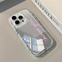 Sweet Girl Pink Pattern Back Mirror Phone Case For iPhone 17 16 15 Pro 14 13 12 11 Pro Max X XR XS 7 8 Plus Air Shockproof Cover