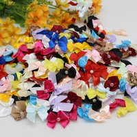 50/100pcs Mini Satin Ribbon Flowers W/Beads Bows Gift Craft Wedding for Crafts Wedding Party Decor Accessories