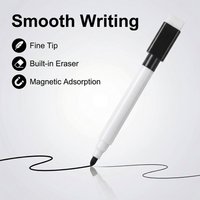 8pcs Magnetic Black Dry Erase Markers with Eraser Cap White Board Erase Markers Classroom Dry Wipe Pens for Home Office School