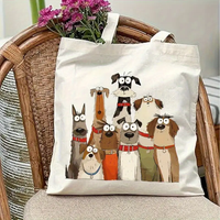 Large Capacity Dog Tote Bag - Cute BeigeCanvas Shopping Bag for Travel, Picnics, Parties - Grocery Tote for Dog Lovers Gift