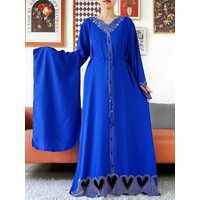 New Muslim Women Loose Abaya Chiffon Diamond Long Sleeve Casual Clothing African Abaya Women Robe Dubai Turkey Islamic Robe