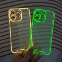 Luxury With Lighting Noctilucent Case For iPhone 17 Air 16 15 14 13 12 11 Pro Max Plus Luminous Neon Fluorescent Bumper Cover
