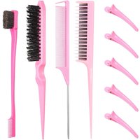9pcs Hair Styling Comb Set Teasing Hair Brush Triple Teasing Comb Rat Tail Combs Edge Brush Hair Tail Tools Braid Tool Loop